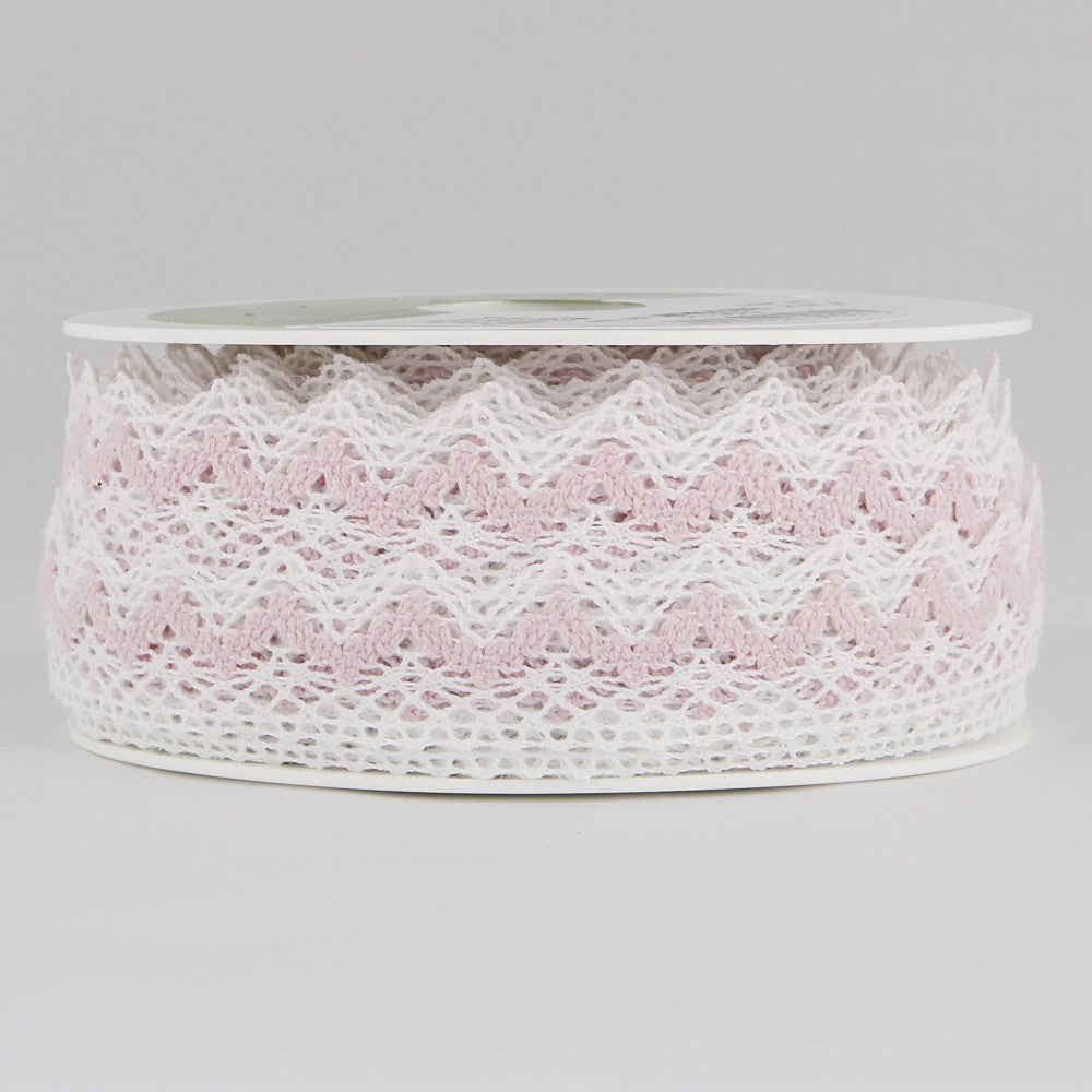 Lace Trimmings White y Pink 20mm - Ribes y Casals
