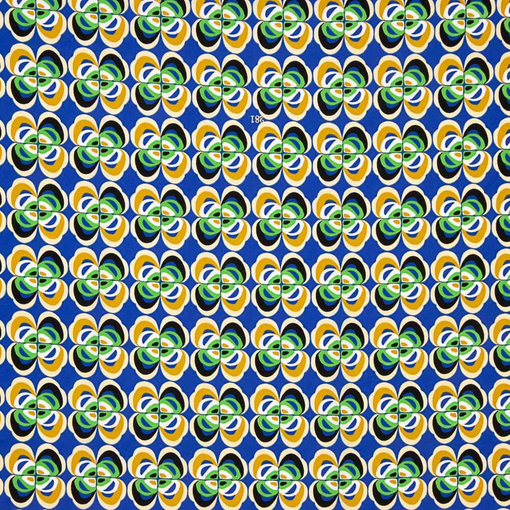 Polyester Crepe Flower Geometric Blue - Ribes y Casals