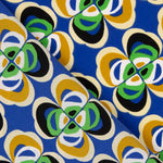 Polyester Crepe Flower Geometric Blue - Ribes y Casals