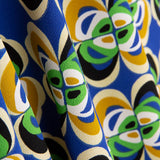 Polyester Crepe Flower Geometric Blue - Ribes y Casals