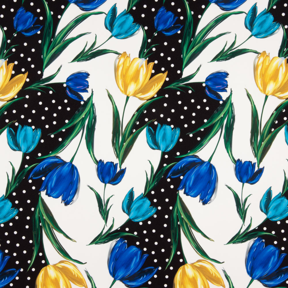 Stretch Tulips Blue Polka Dot Trench Coat - Ribes y Casals