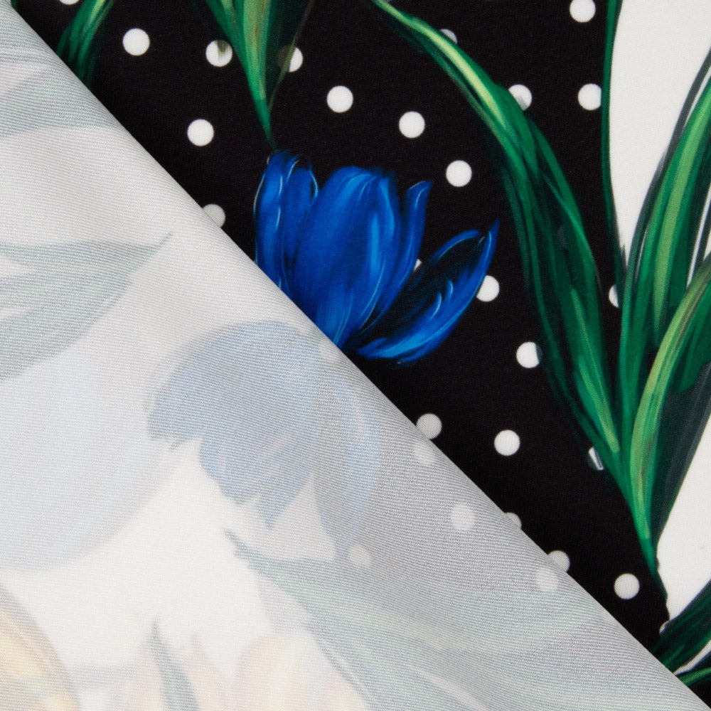 Stretch Tulips Blue Polka Dot Trench Coat - Ribes y Casals