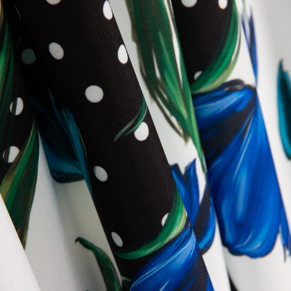 Stretch Tulips Blue Polka Dot Trench Coat - Ribes y Casals