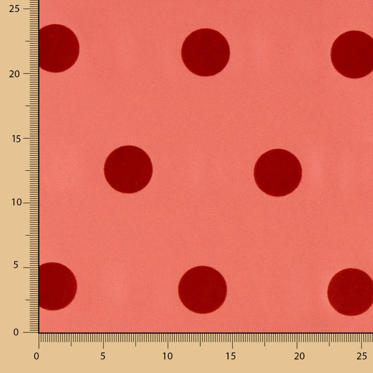 Fama Coral Dots Flocked Red 30mm - Ribes y Casals