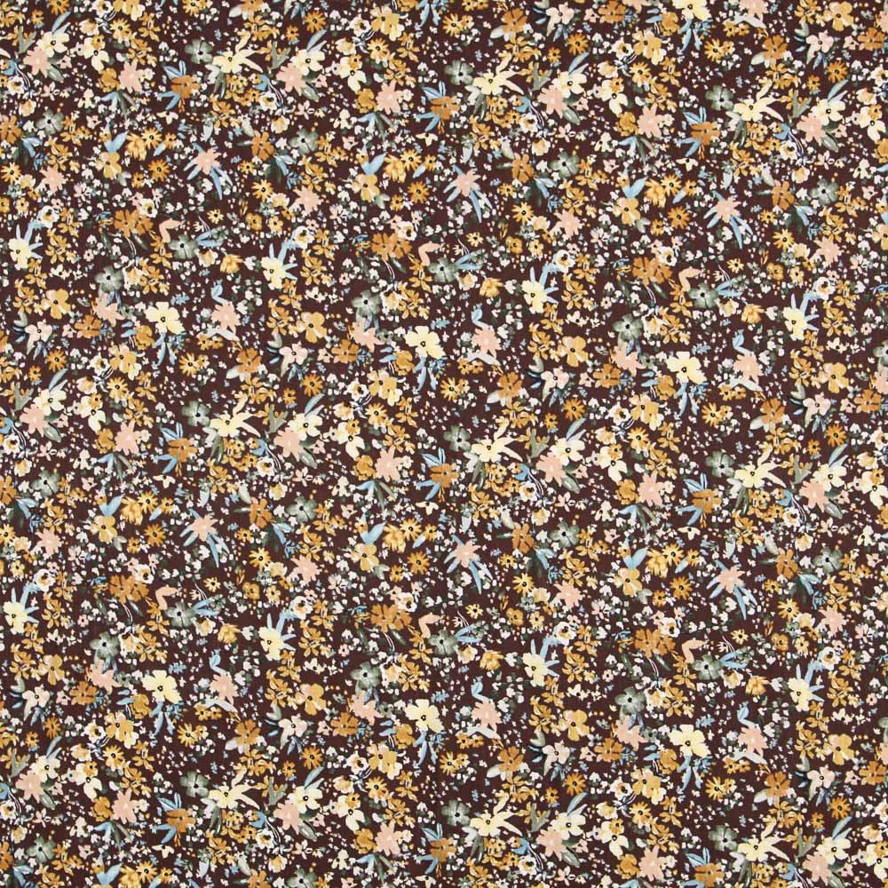 Cotton Chiffon Brown Floral - Ribes y Casals