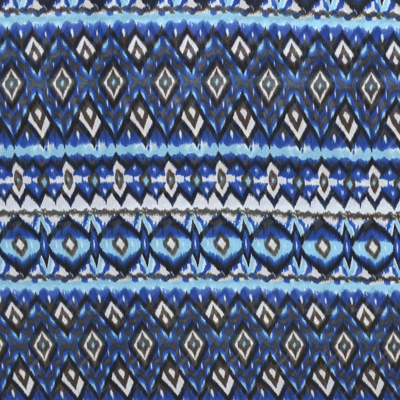 Chiffon Ethnic Diamond Print Blue - Ribes y Casals