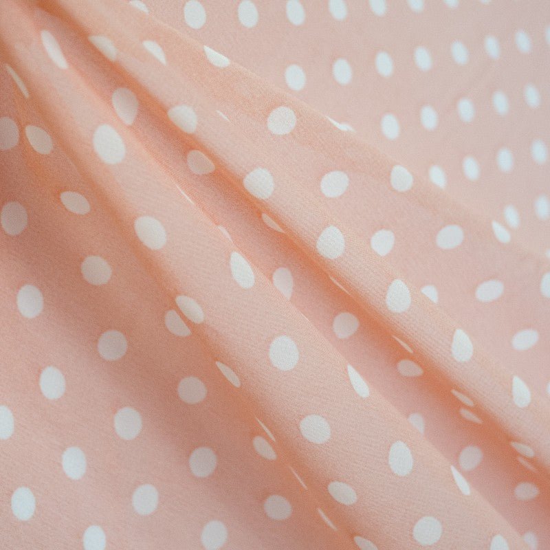 Dotted Gauze 5mm White Saumon - Ribes y Casals