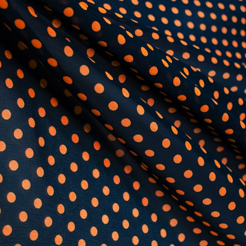 Dotted Gauze 5mm Orange Fluo Navy - Ribes y Casals
