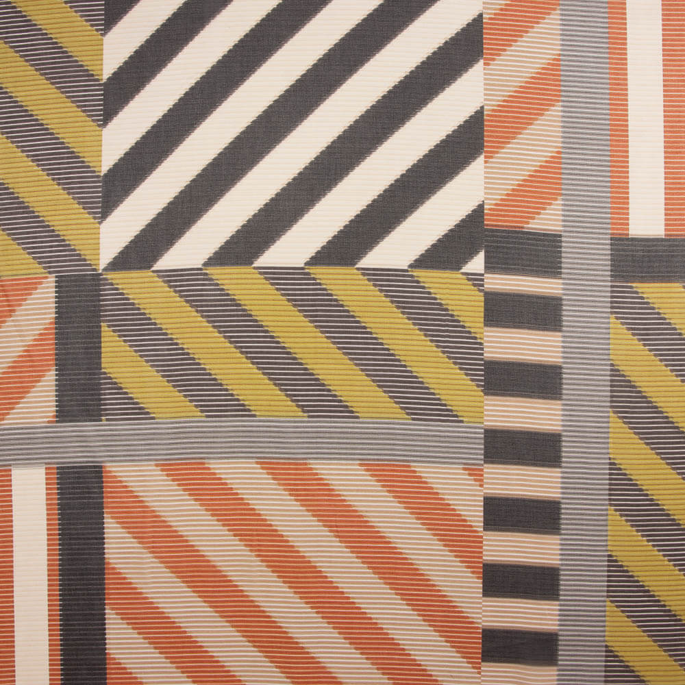 Toasted and Green Geometric Print Polyester Gauze - Ribes y Casals