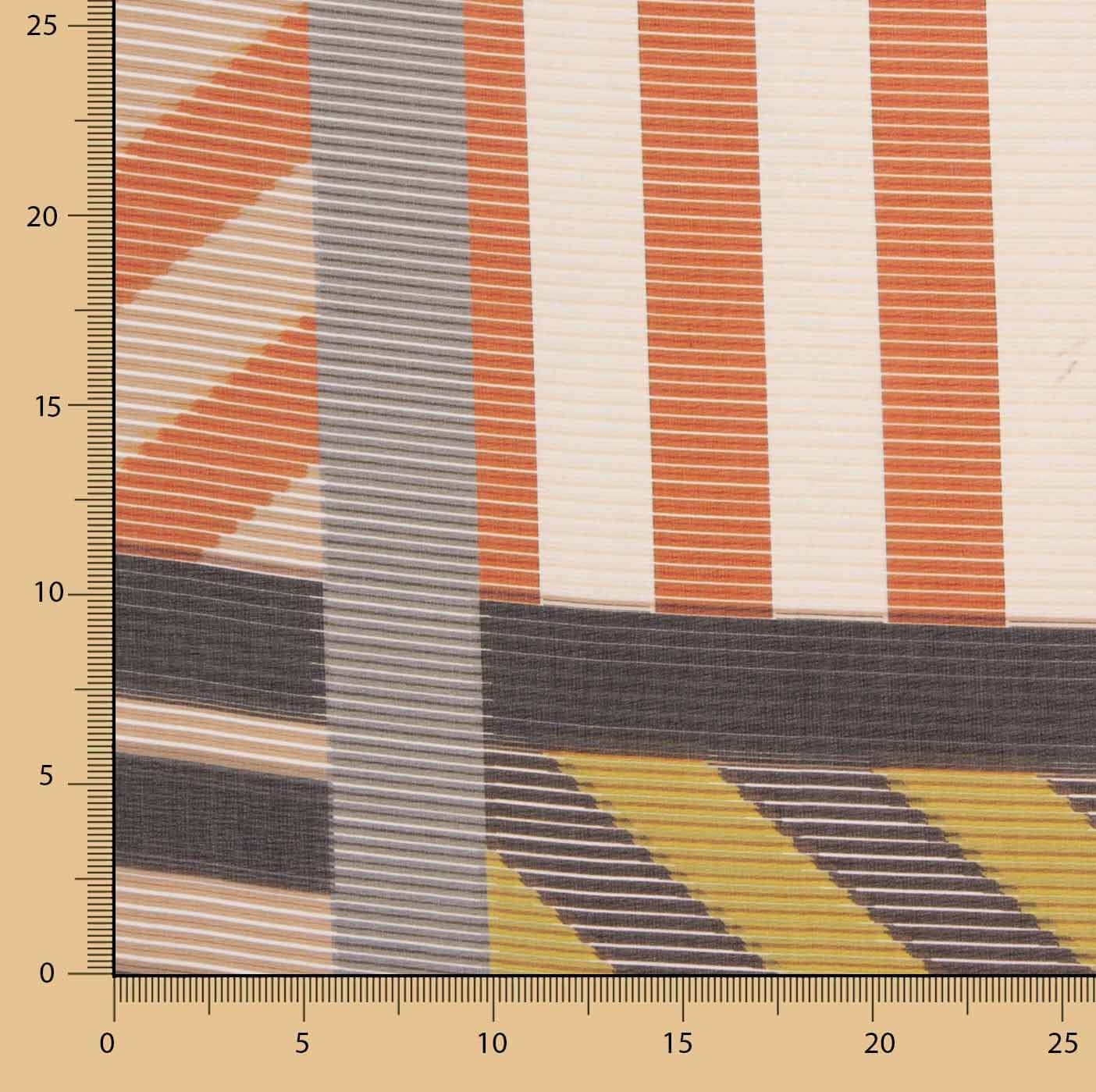 Toasted and Green Geometric Print Polyester Gauze - Ribes y Casals