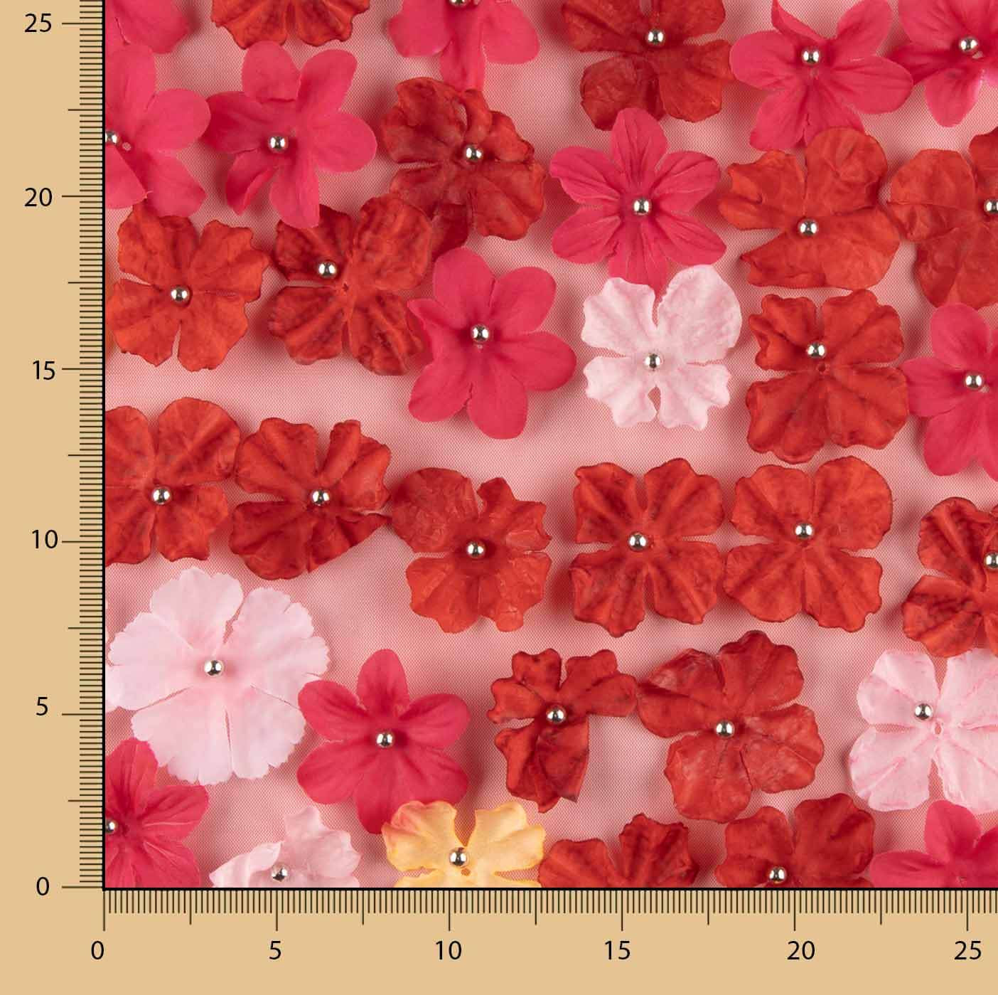 Crimson Red Garden Tulle with 3D Floral Design - Ribes y Casals