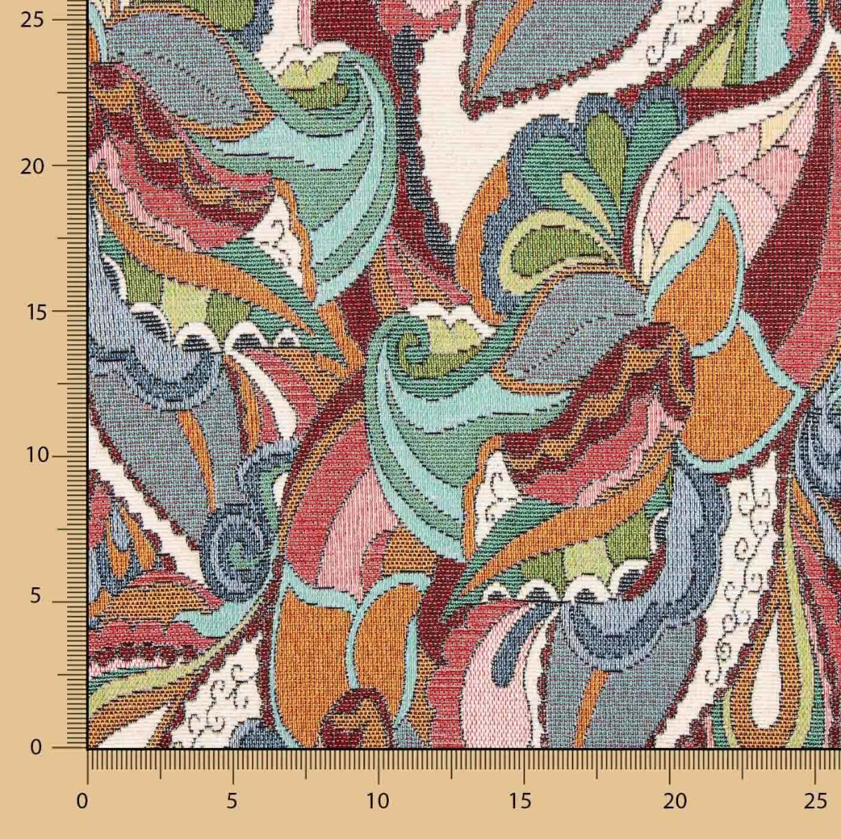 Gobelin Chenille Fabric Multicolor Paisley - Ribes y Casals