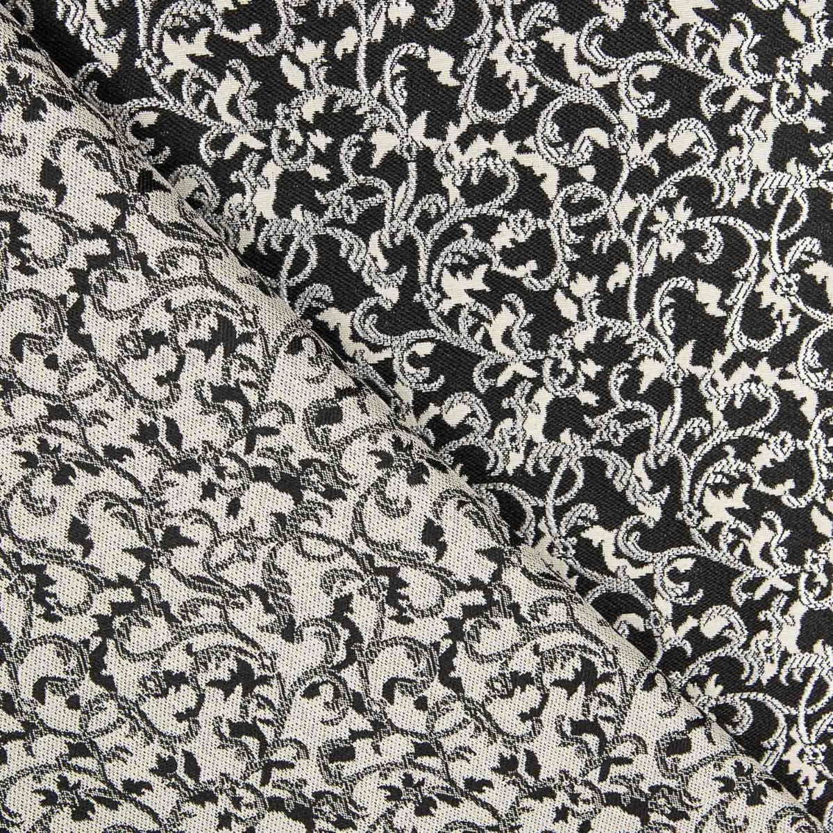 Damask Lurex Fabric Floral Black and White - Ribes y Casals
