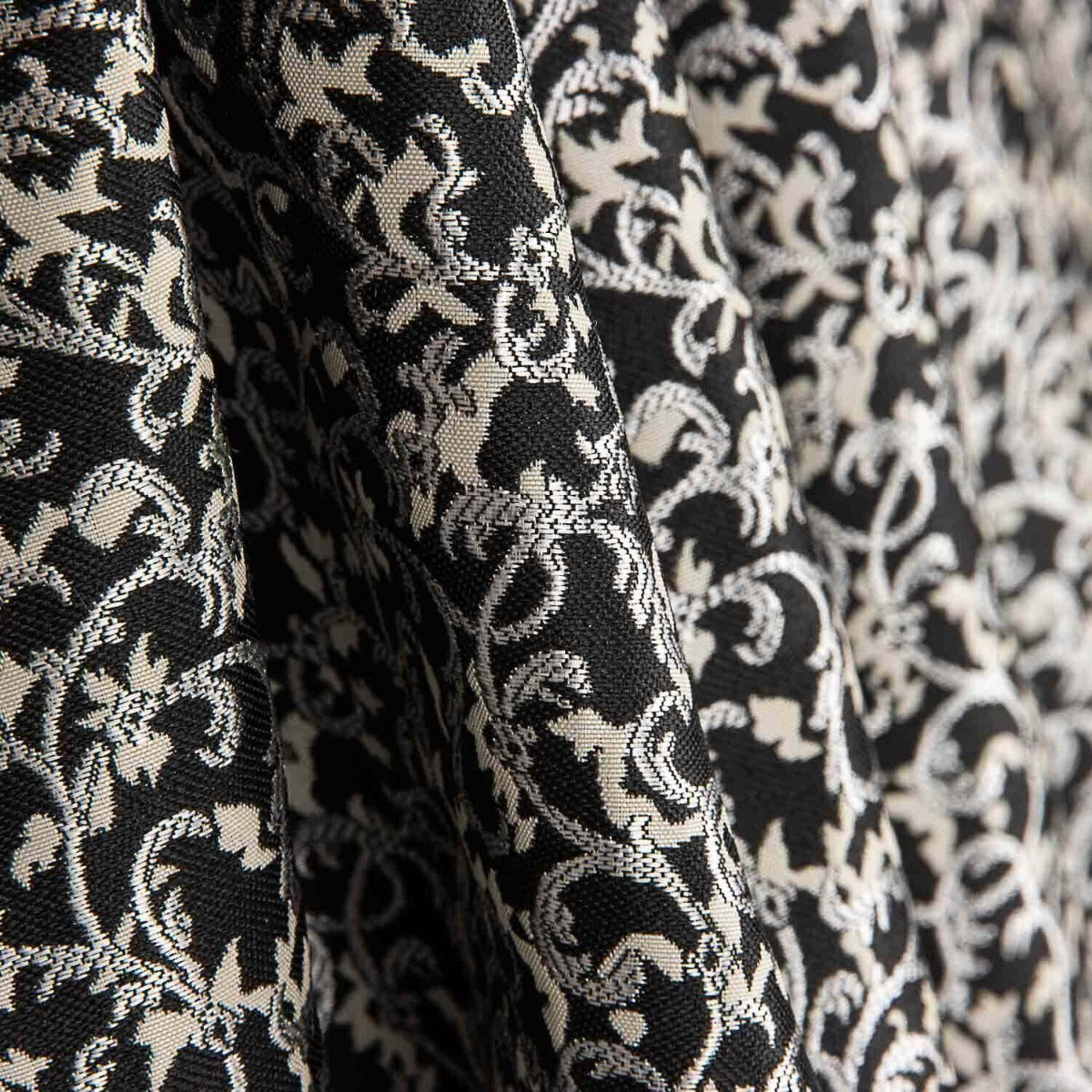 Damask Lurex Fabric Floral Black and White - Ribes y Casals