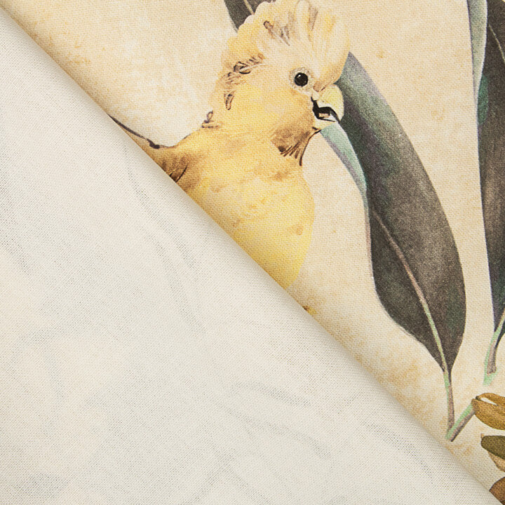 Beige Cotton Canvas Print with Macaws and Orchids - Ribes y Casals
