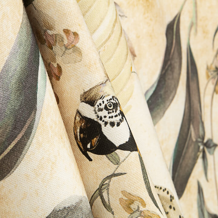 Beige Cotton Canvas Print with Macaws and Orchids - Ribes y Casals