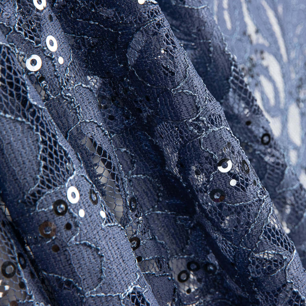 Vintage Blue Sequined Lace - Ribes y Casals