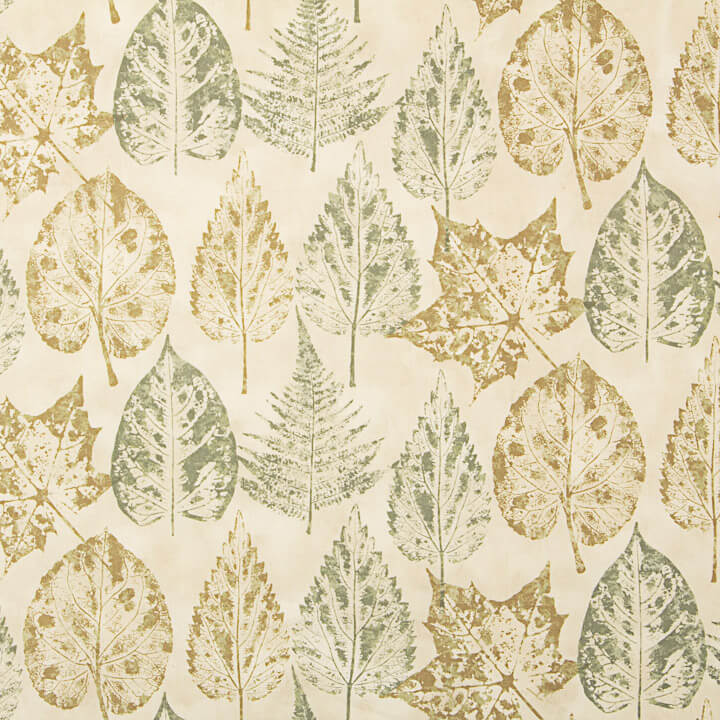 Green and Ochre Botanical Print Cotton Canvas - Ribes y Casals