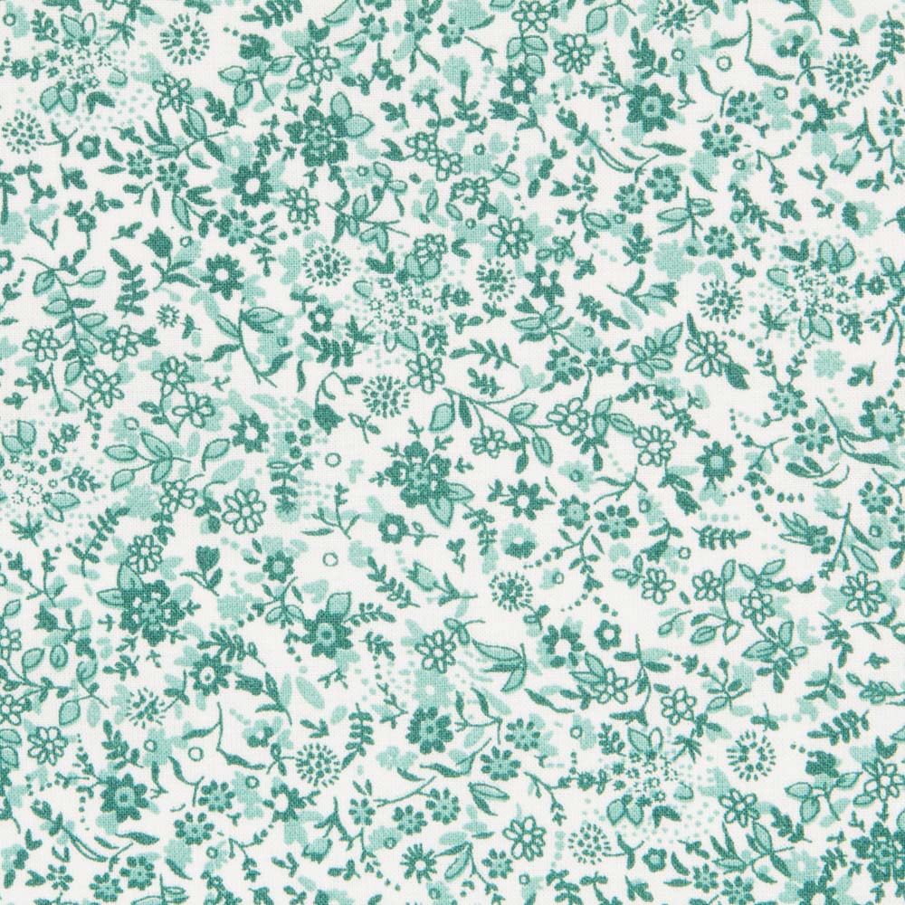 Antibacterial Cotton Fabric Green Flowers - Ribes y Casals