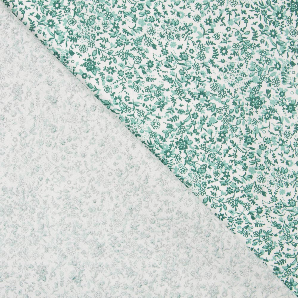 Antibacterial Cotton Fabric Green Flowers - Ribes y Casals