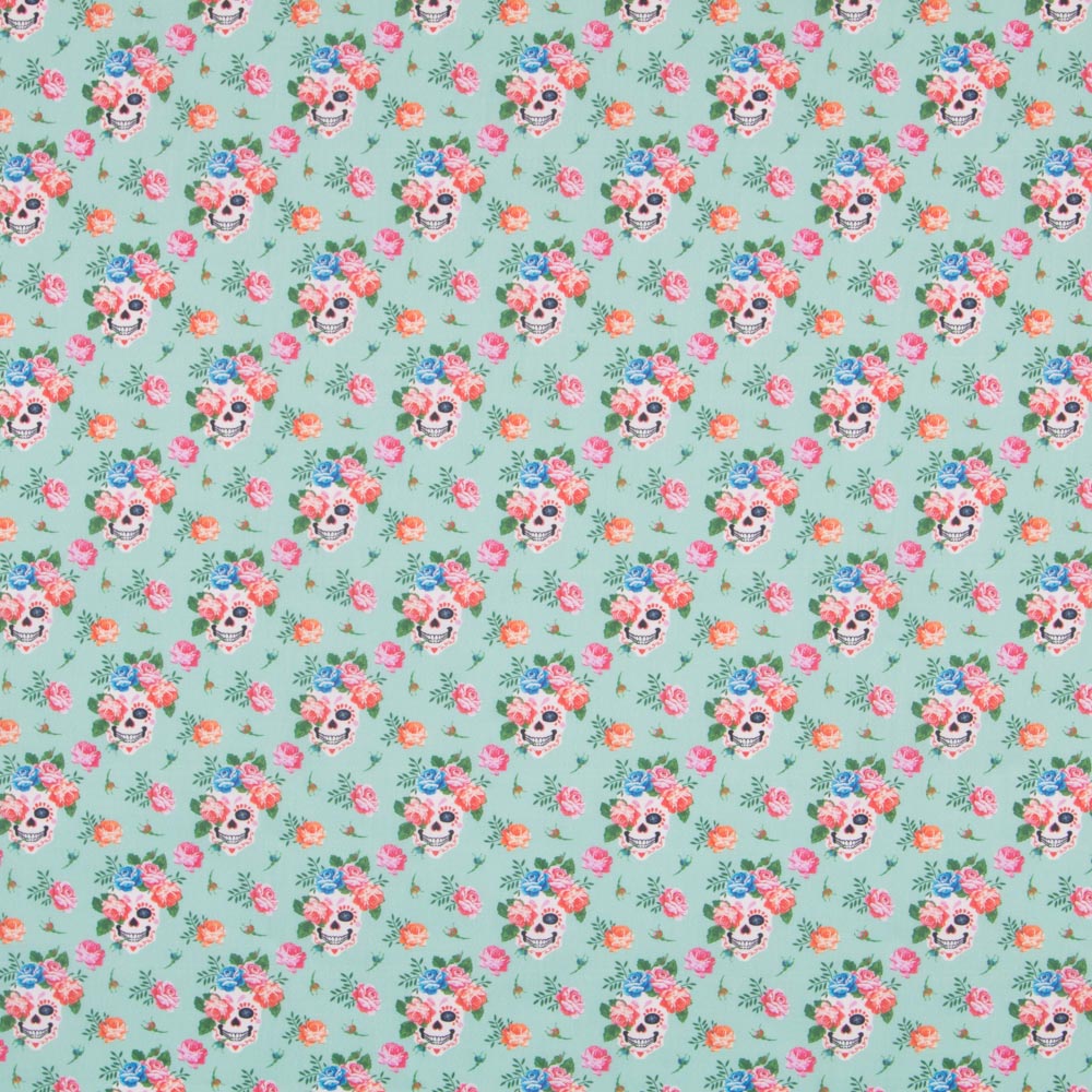 Poplin Calaveras Green - Ribes y Casals