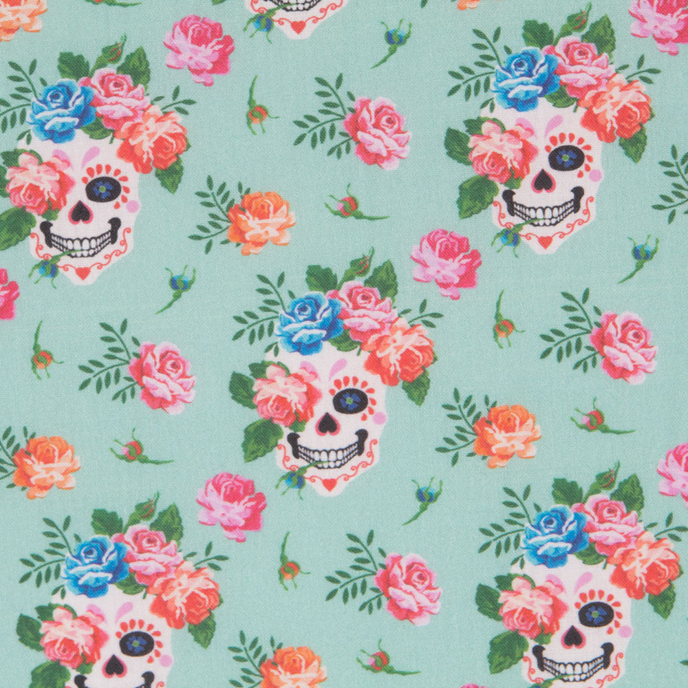 Poplin Calaveras Green - Ribes y Casals