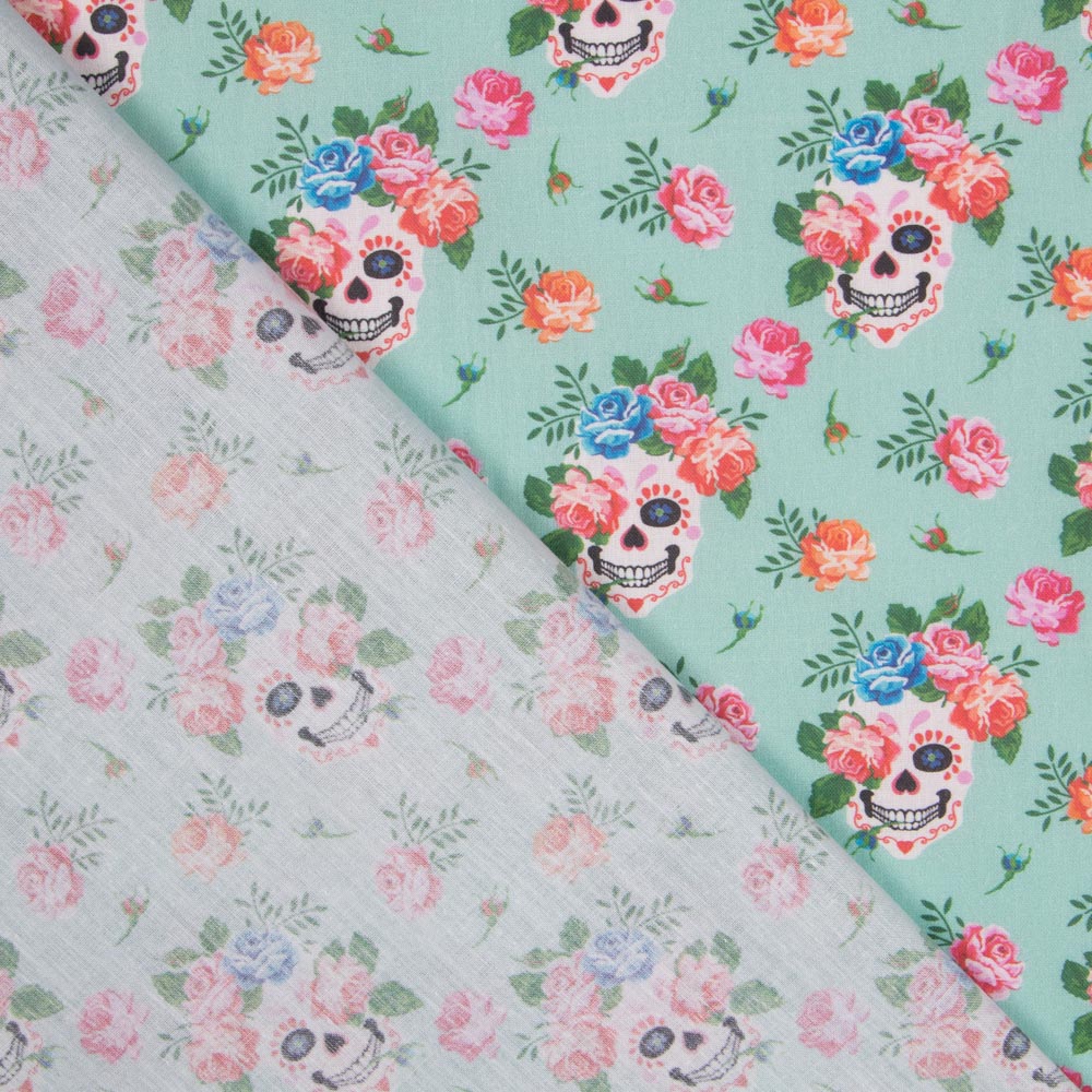 Poplin Calaveras Green - Ribes y Casals