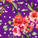 Crepe Polka Dots and Purple Flowers - Ribes y Casals