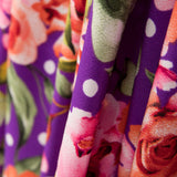 Crepe Polka Dots and Purple Flowers - Ribes y Casals