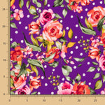 Crepe Polka Dots and Purple Flowers - Ribes y Casals