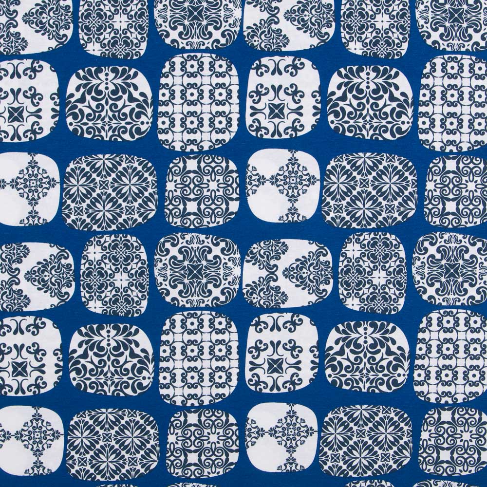 Blue Checkered Earthenware Print Canvas - Ribes y Casals