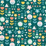 Cotton Fabric Multi Flowers Green - Ribes y Casals