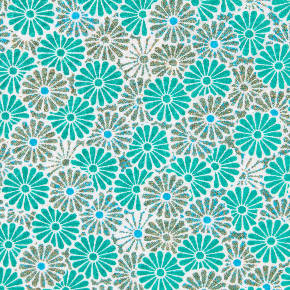 Turquoise Flower Anti-stain Cotton - Ribes y Casals