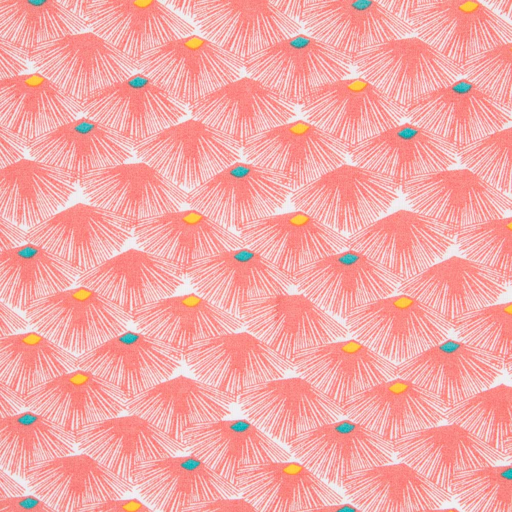 Cotton Fabric Feathers Coral - Ribes y Casals