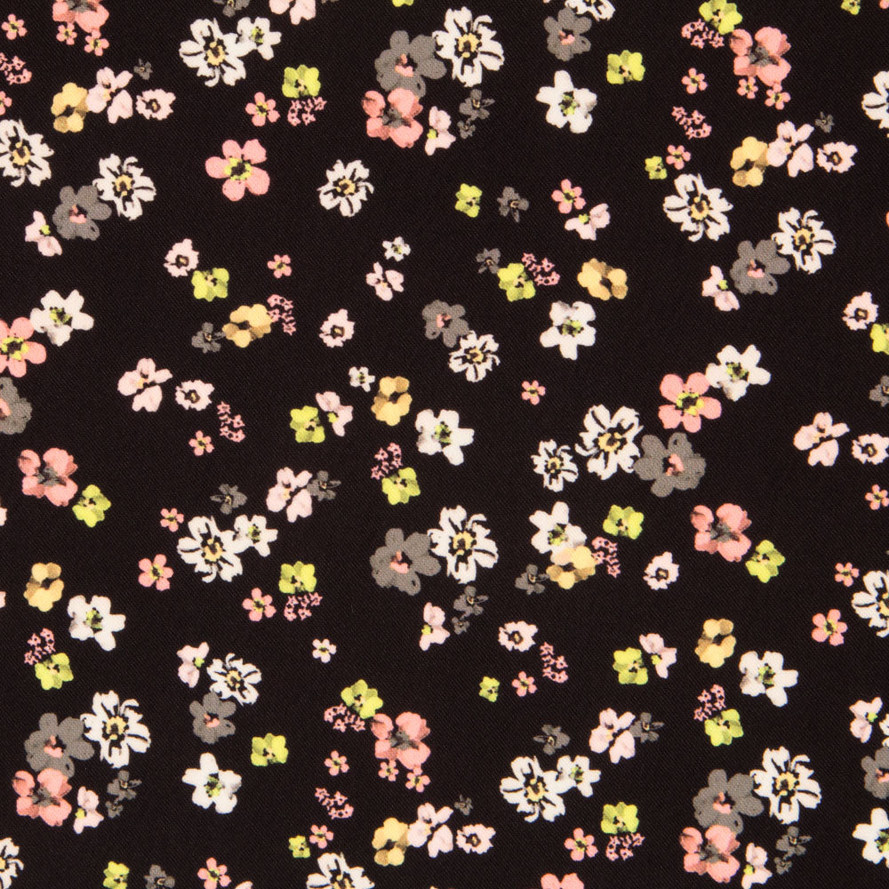Spandex Smooth Black Flowers - Ribes y Casals