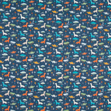 Dinosaur Blue Cotton Poplin - Ribes y Casals