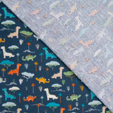 Dinosaur Blue Cotton Poplin - Ribes y Casals