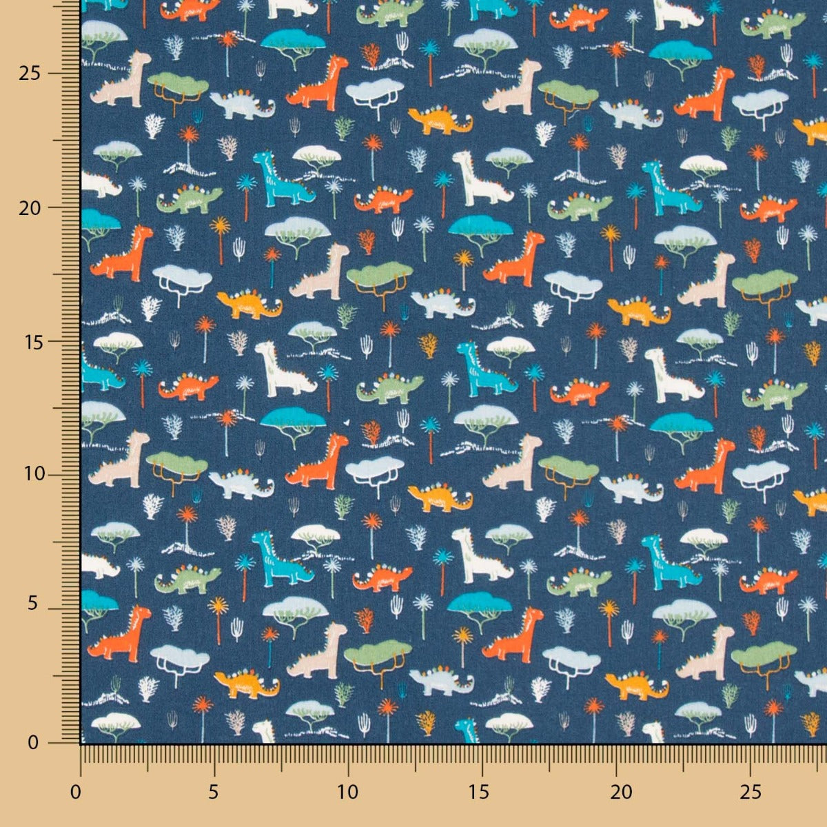 Dinosaur Blue Cotton Poplin - Ribes y Casals