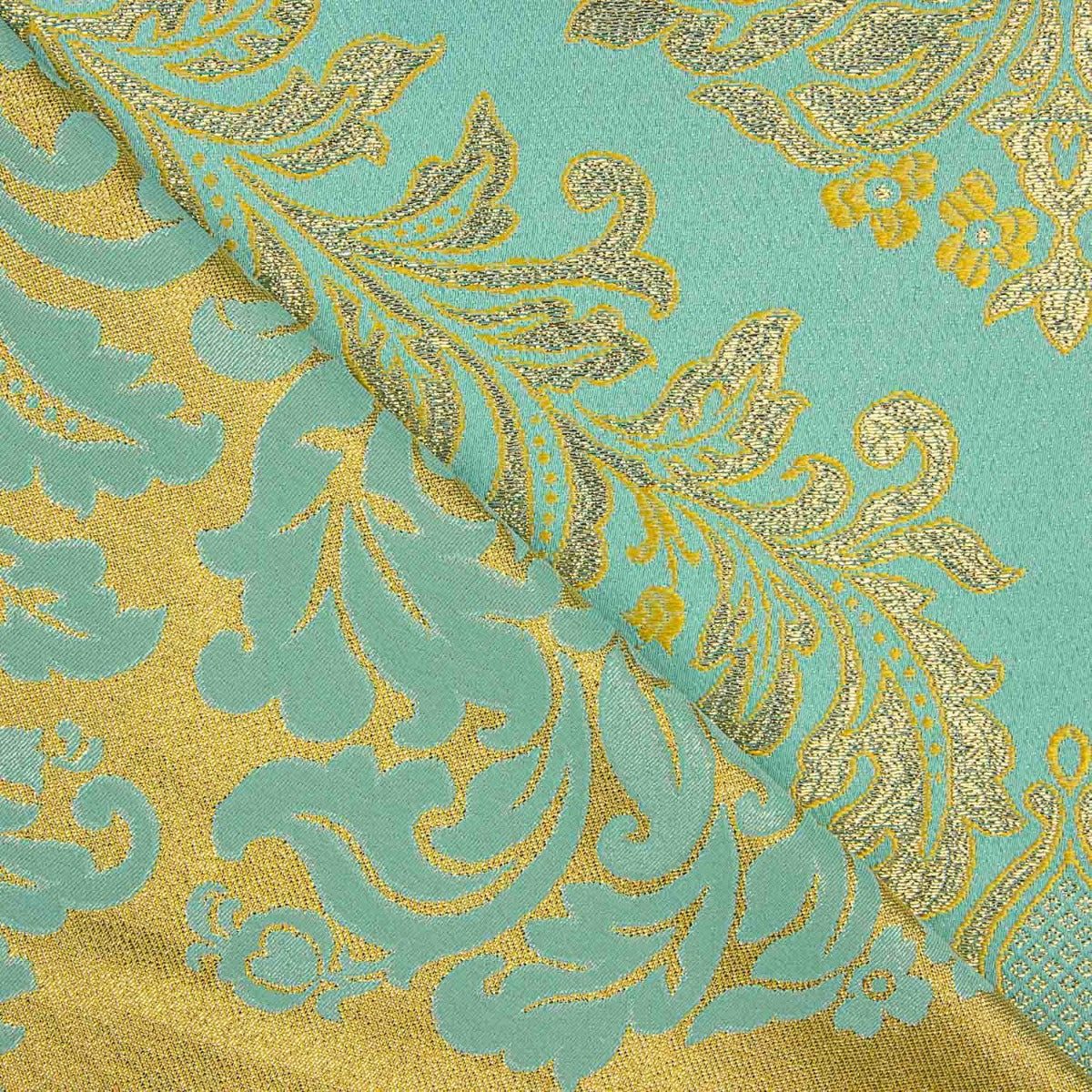 Jacquard Brocade Florence Blue and Gold - Ribes y Casals
