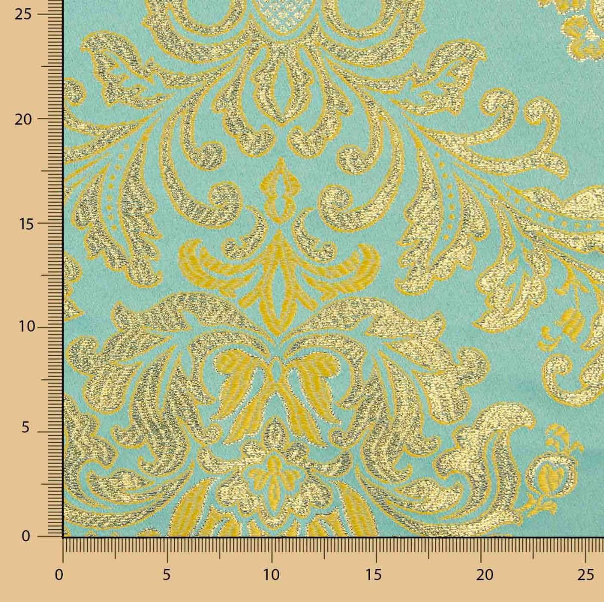 Jacquard Brocade Florence Blue and Gold - Ribes y Casals