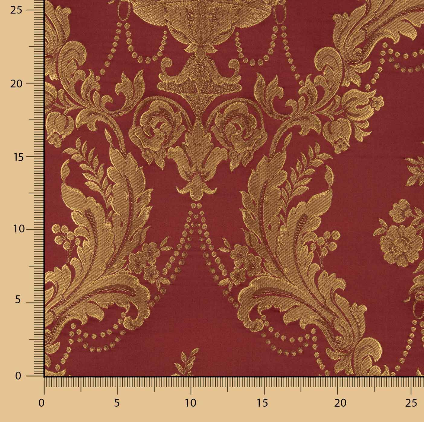 Classic Floral Jacquard in Maroon and Gold - Ribes y Casals