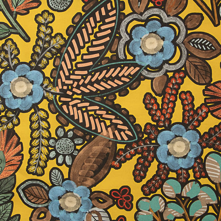 Yellow Bohemian Jungle Printed Cotton Canvas - Ribes y Casals