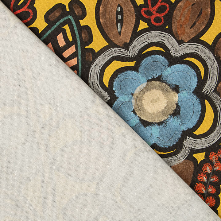 Yellow Bohemian Jungle Printed Cotton Canvas - Ribes y Casals