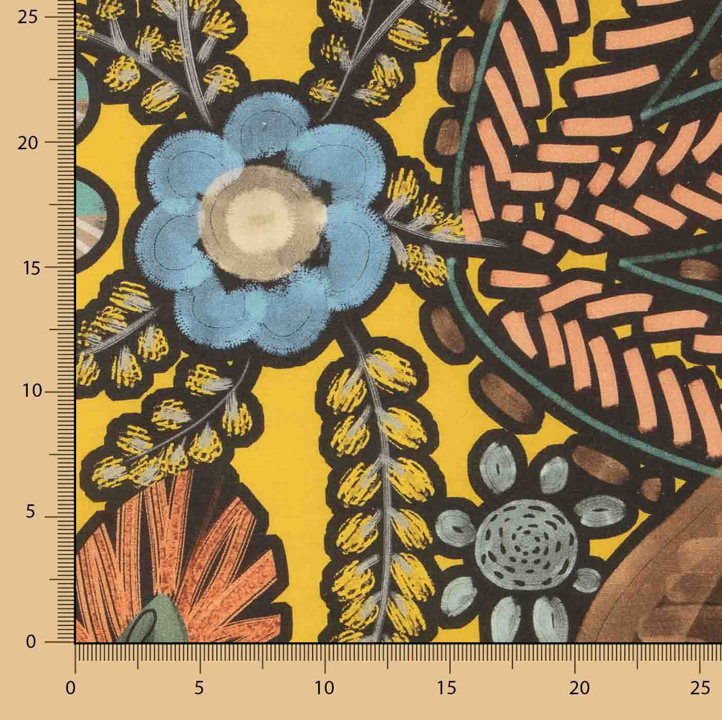 Yellow Bohemian Jungle Printed Cotton Canvas - Ribes y Casals