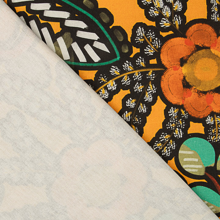 Orange Bohemian Jungle Printed Cotton Canvas - Ribes y Casals
