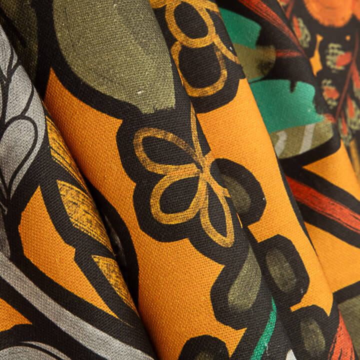 Orange Bohemian Jungle Printed Cotton Canvas - Ribes y Casals