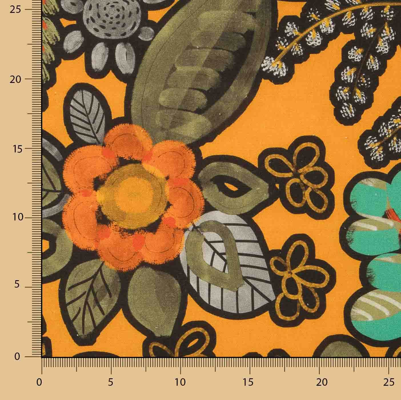 Orange Bohemian Jungle Printed Cotton Canvas - Ribes y Casals