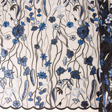 Navy Blue Embroidered Sequin Tulle - Ribes y Casals