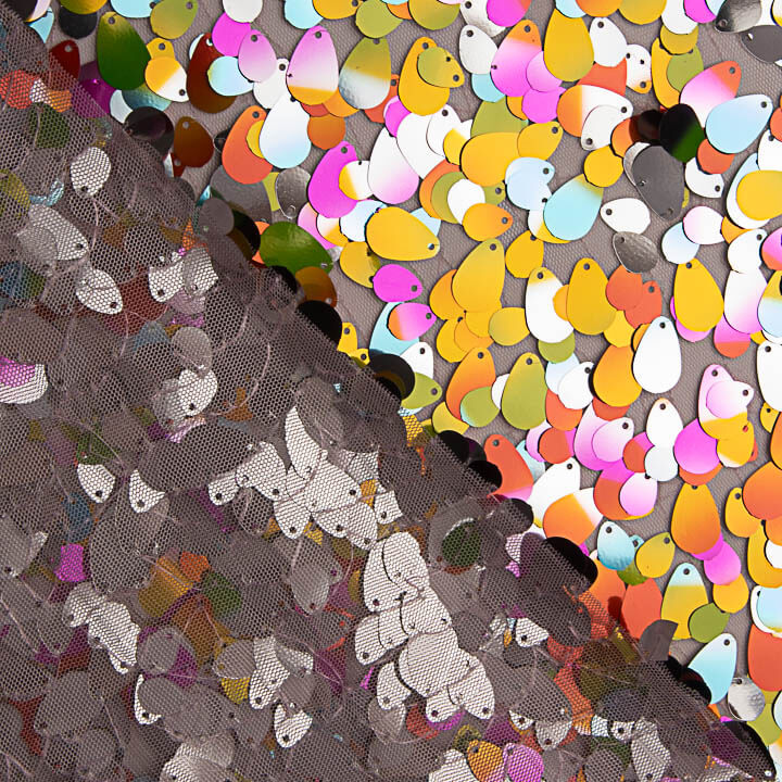 Pink Confetti Tulle with Multicoloured Mini Sequins - Ribes y Casals