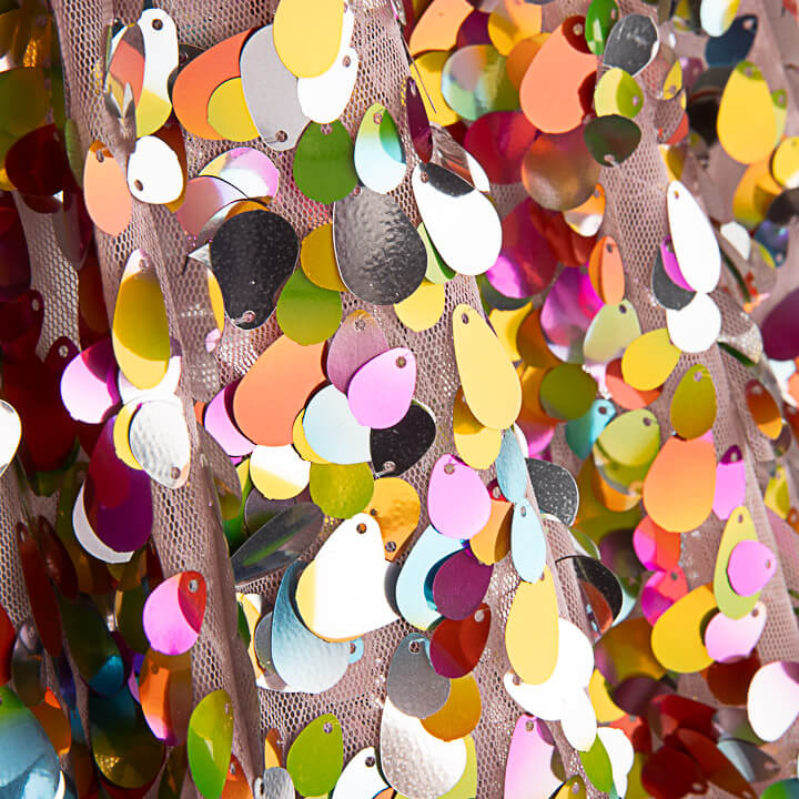 Pink Confetti Tulle with Multicoloured Mini Sequins - Ribes y Casals